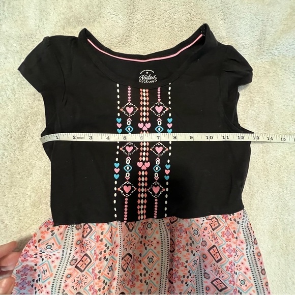 Faded Glory black cotton top with polyester patterned bottom size is M 7/8 - Picture 2 of 5